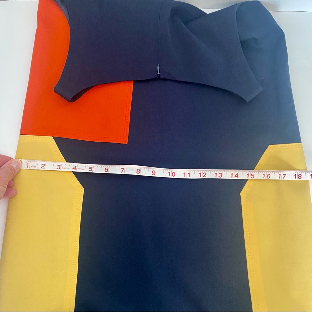 Tevrow + Chase Colorblock Navy Retro Sheath Wool … - image 7